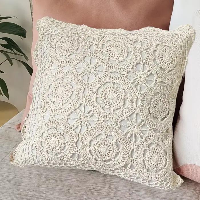 Housse de coussin en crochet faite à la main Junwell