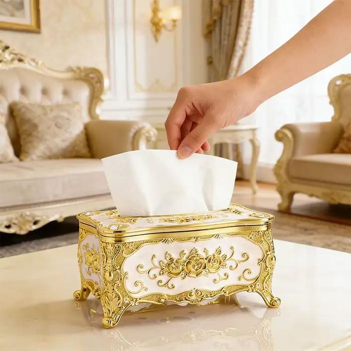 1 boîte à serviettes en papier à motif de roses