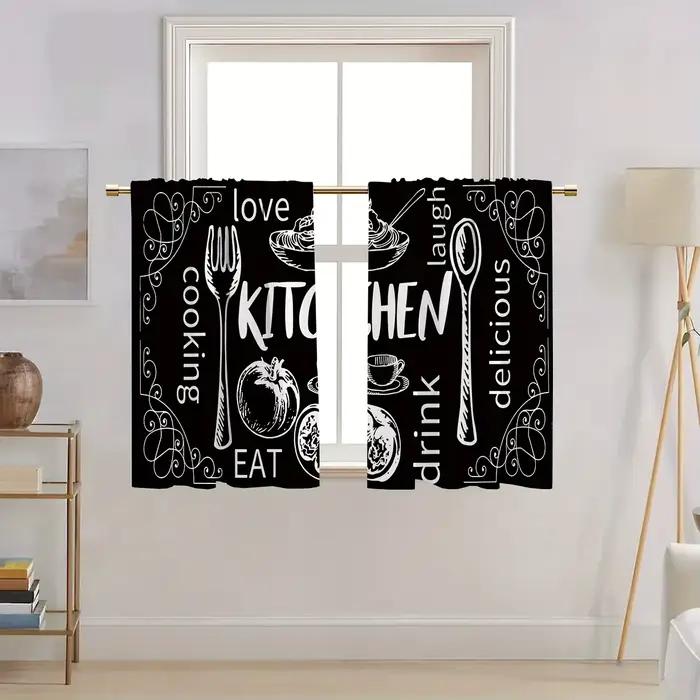 Rideaux courts occultants VIKAMA style ferme avec passe-tringe pour cuisine