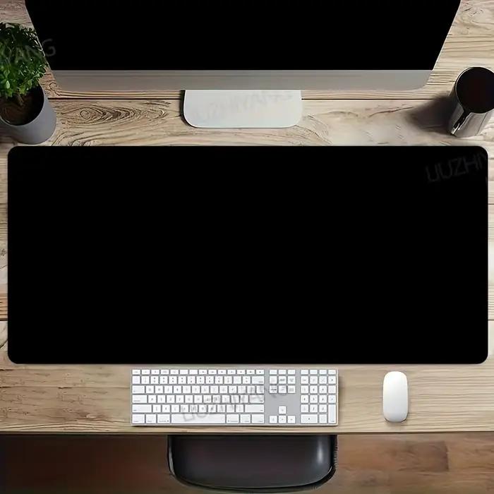 Grand tapis de souris noir Simple, pour clavier d'ordinateur de bureau, en caoutchouc naturel pur, XXL, 90x40cm, pour ordinateur portable et Gamer