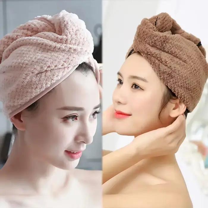 Tête d'ananas essuyage séchage rapide grille féminine bonnet de cheveux secs Double couche épaissi absorbant corail
