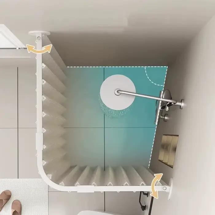 Kit complet rideau de douche courbé pour salle de bain
