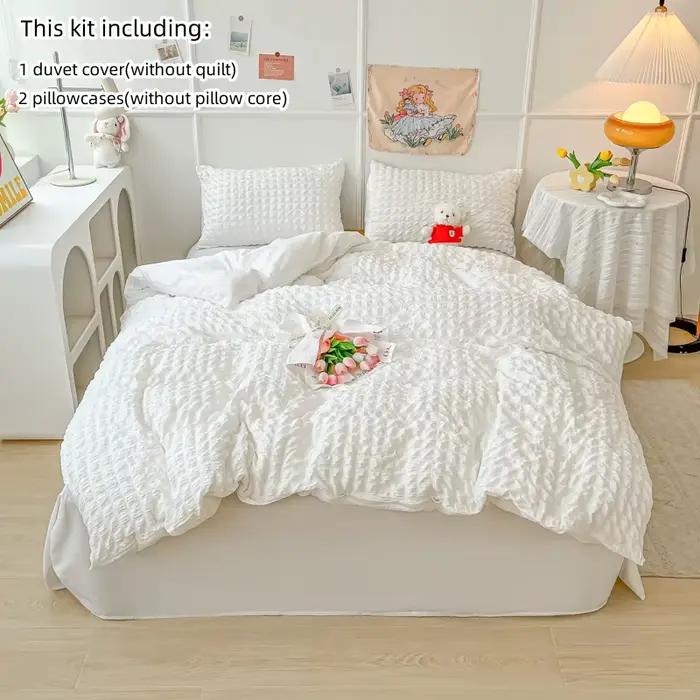 Ensemble de housse de couette seersucker blanc 3 pièces (1 *