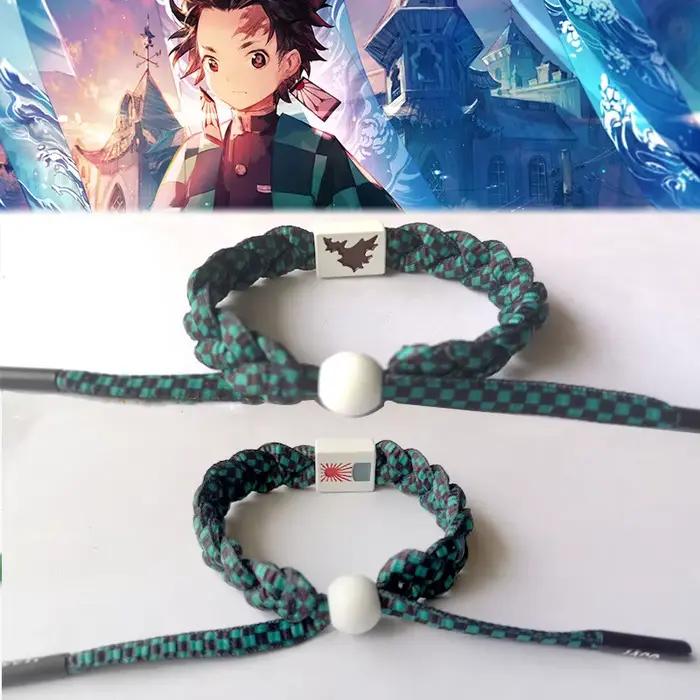 Bracelet de Cosplay Anime Kamado Tanjiro, Kamado Nezuko, tricoté à la main, accessoires de Couple, cadeau de noël
