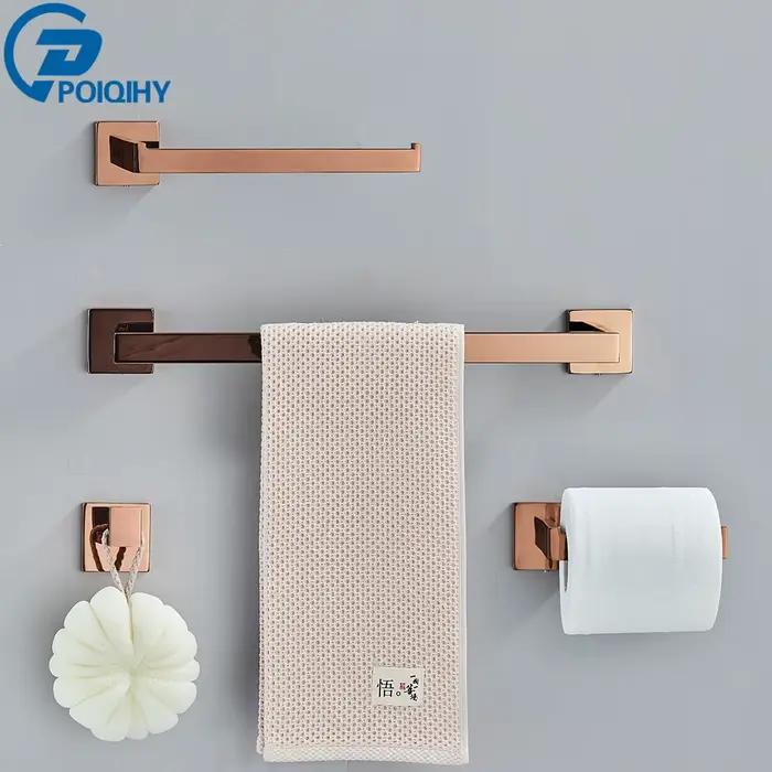 Ensemble de matériel de bain doré Rose, accessoires de toilette, porte-serviettes, porte-papier toilette, barre à serviettes, accessoires de salle de bains en acier inoxydable