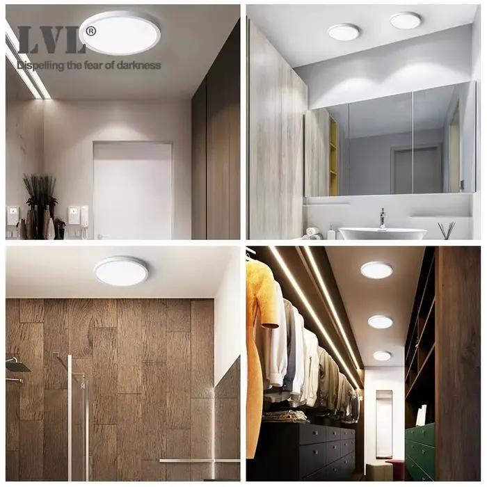 Plafonnier LED moderne petit rond 6W 9W 13W 18W 24W 110V 230V panneau lumineux pour toilettes porche salle utilitaire lampes de salle de bains