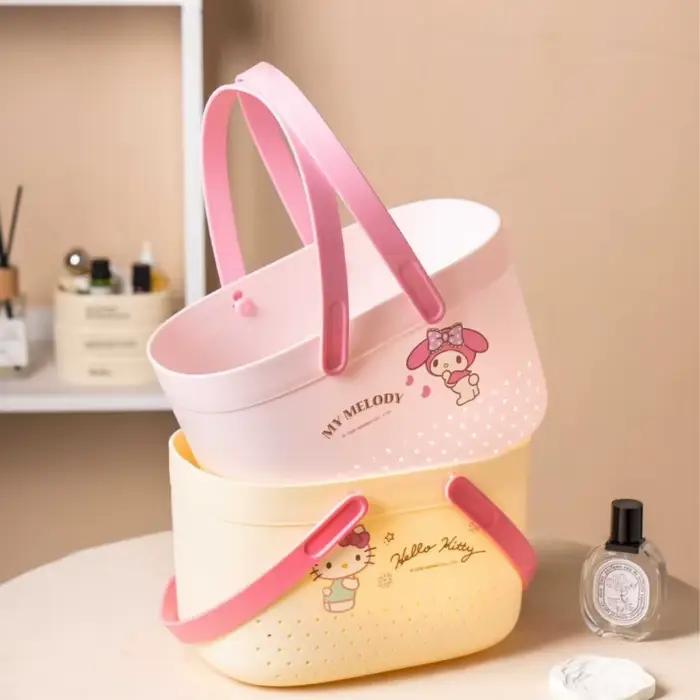 Panier de rangement portable Hello Kitty Kuromi pour salle de bain