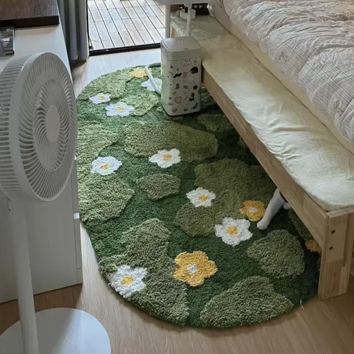 Tapis irrégulier en imitation cachemire à motif floral