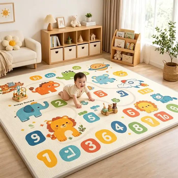 Tapis de jeu pour enfants, tapis de sol non toxique, tapis d'éveil pour bébé, tapis d'activités pour bébé, tapis de salle de sport pour bébé, motif double face EPE