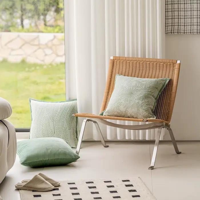 Housses d'oreiller en Chenille douce vert sauge 45x45cm