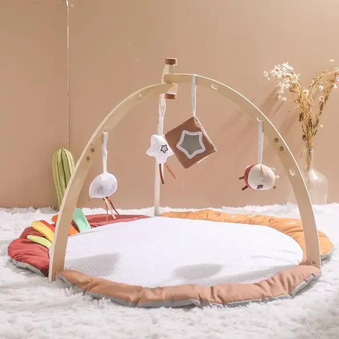 Produit d'activité de gymnastique pour bébé, cadre de gymnastique en bois, tapis d'activité pour nouveau-né, feuille de gymnastique, tapis rampant en coton, pendentif étoile nuage suspendu, jouets pou