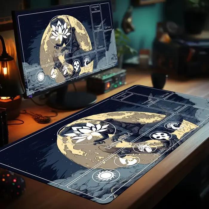 Tapis de jeu Magic Playmat avec zones, tapis de jeu MTG, design Dark Lotus, tapis de bureau, extension de clavier gamer, tapis de souris en caoutchouc antidérapant