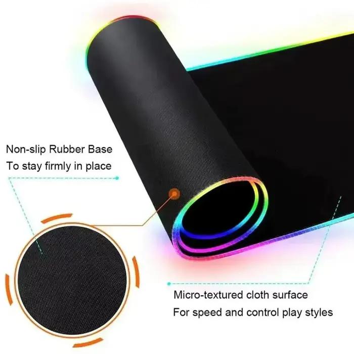Tapis de souris d'art géométrique XXL RGB tapis de souris de jeu HD accessoires de joueur grand tapis de souris lumière LED tapis d'ordinateur avec rétro-éclairage