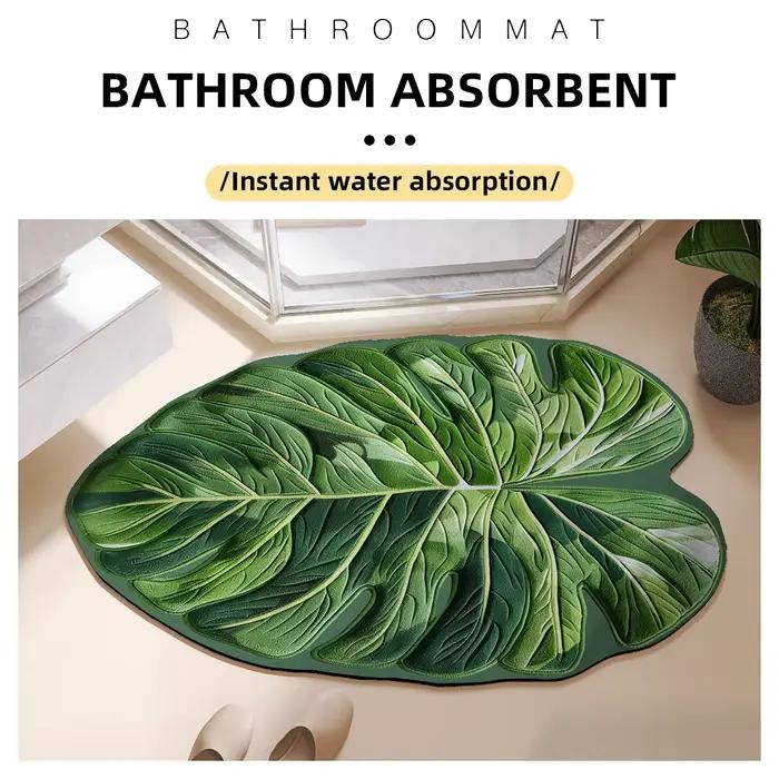 Tapis de salle de bain absorbant en forme de feuille