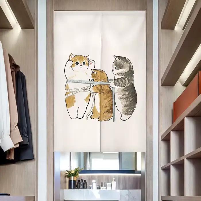 Rideau de vestiaire avec illustration de chat de dessin animé