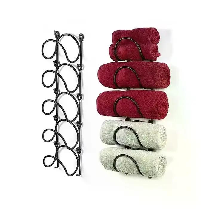 Porte-serviettes mural pour salle de bain et étagère de rangement pour bouteilles de vin pour les espaces modernes de la maison