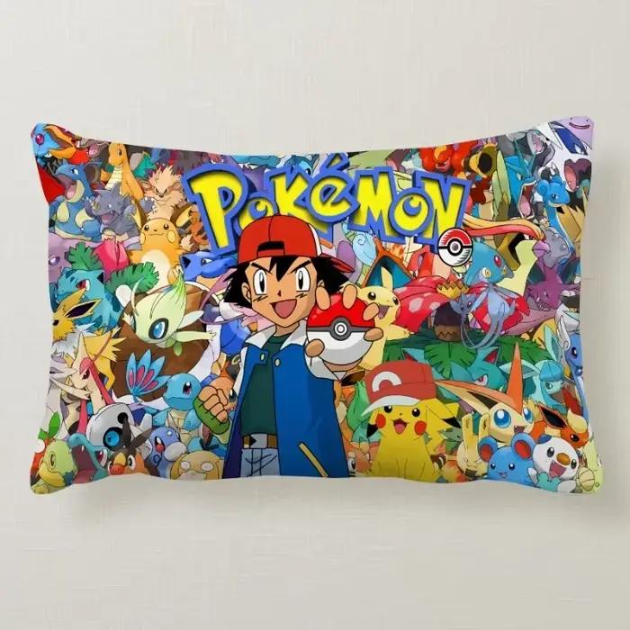 Juste de coussin en peluche Pokemon Pikachu, taie d'oreiller, décoration rectangulaire, housse de coussin Anime, voiture pour chambre à coucher, cadeaux de décoration, 60x40cm