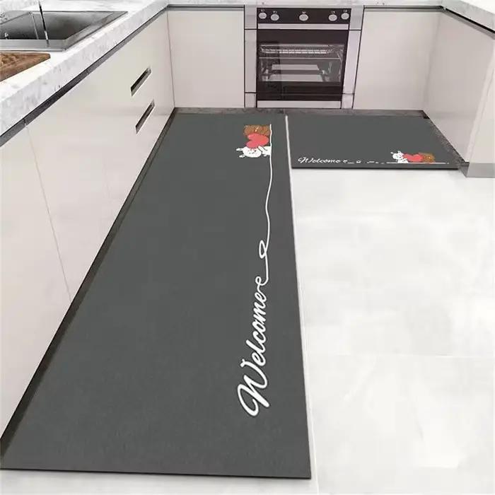 VIKAMA – tapis de sol de cuisine en velours cristal, résistant à l'huile et à l'eau, lavable pour la maison, Long, résistant à la saleté, décoration de la maison