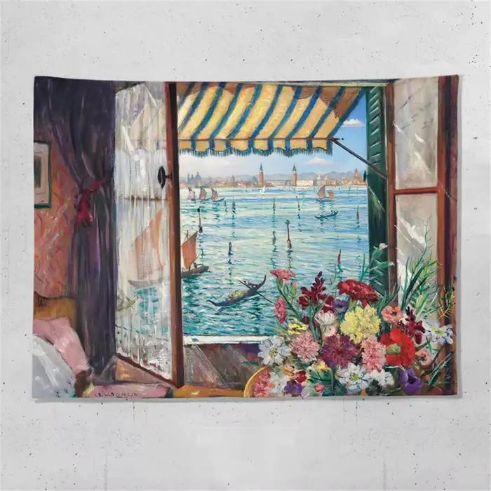 VIKAMA Tapisserie panoramique en forme de tulipe pour salon et chambre à coucher, décoration murale chaleureuse et curative, atmosphère inspirée de Instagram