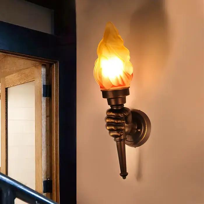 Lampe murale industrielle simple, moderne et créative, style torche, vintage, pour salle de bain, loft, escalier, extérieur, luminaire