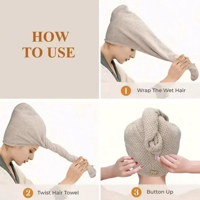 Tête d'ananas essuyage séchage rapide grille féminine bonnet de cheveux secs Double couche épaissi absorbant corail