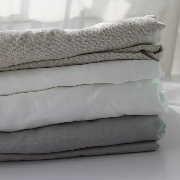 Drap-housse en lin 100% avec bande élastique, housse de matelas réglable coordonnante pour lit simple, double, king size, 140, 160, 200cm
