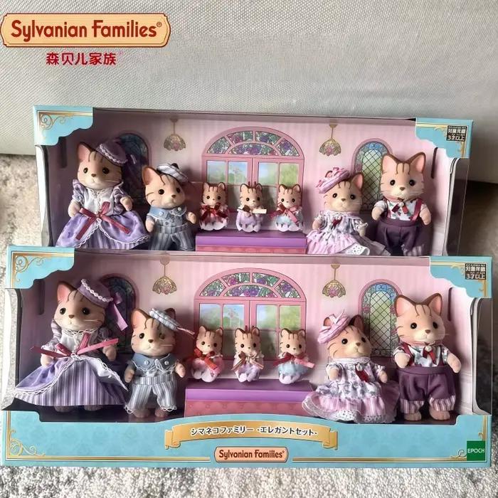 Sylvanian Families – figurines en costume de chat à trois rayures, jouet de collection, cadeau d'anniversaire pour collectionneurs adultes, en stock