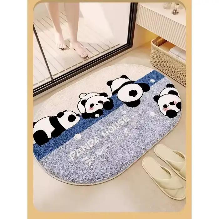 Yan dessin animé panda salle de bain imitation cachemire tapis de sol