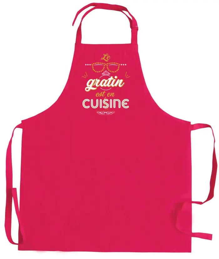 Tablier de cuisine Peps recyl Le gratin avec poche Rose 90 x 72