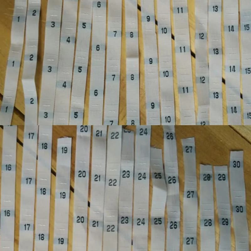 Étiquettes de taille en tissu tissé numéro, 50 pièces, 1 2 3 4 5 6 7 8 9 10 12 ---- 38 40 42 44 46