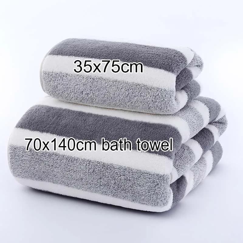 Serviette de bain rayée en microfibre, 35x75cm, pour salle de bain ou douce et absorbante, expérienc