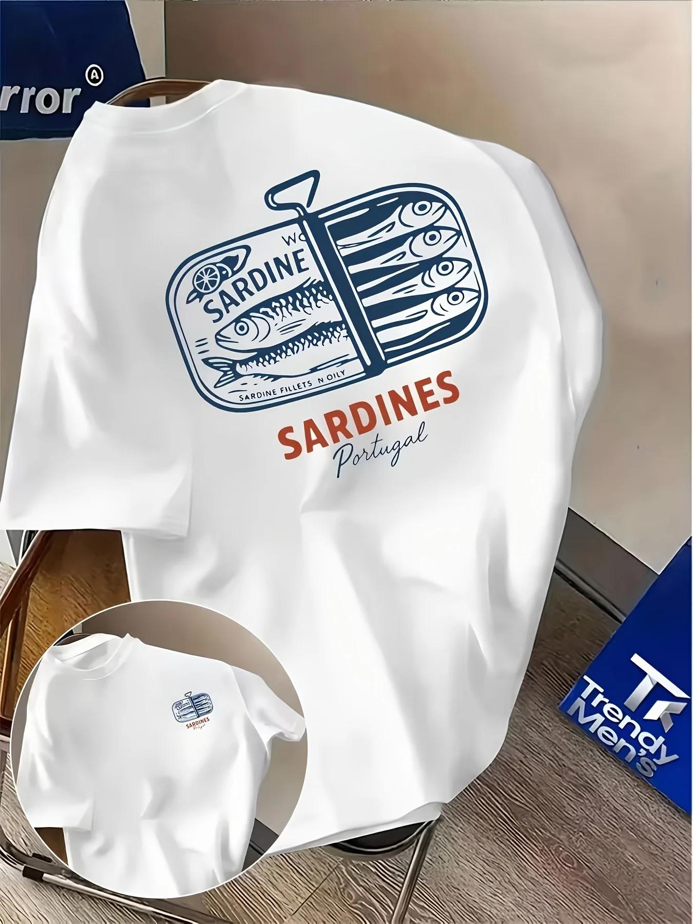 T-shirt à manches courtes pour homme, coupe ample et confortable, imprimé rétro thème cuisine estiva