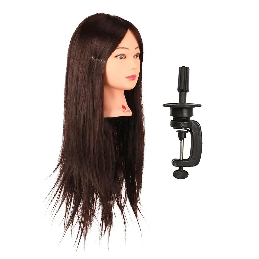Tête de mannequin d'entraînement en cheveux naturels pour la pratique de la coupe, équipement de sal