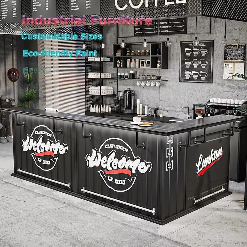 Comptoir de style industriel haut de gamme pour bar à domicile, usage extérieur, hôtel, fer forgé, c