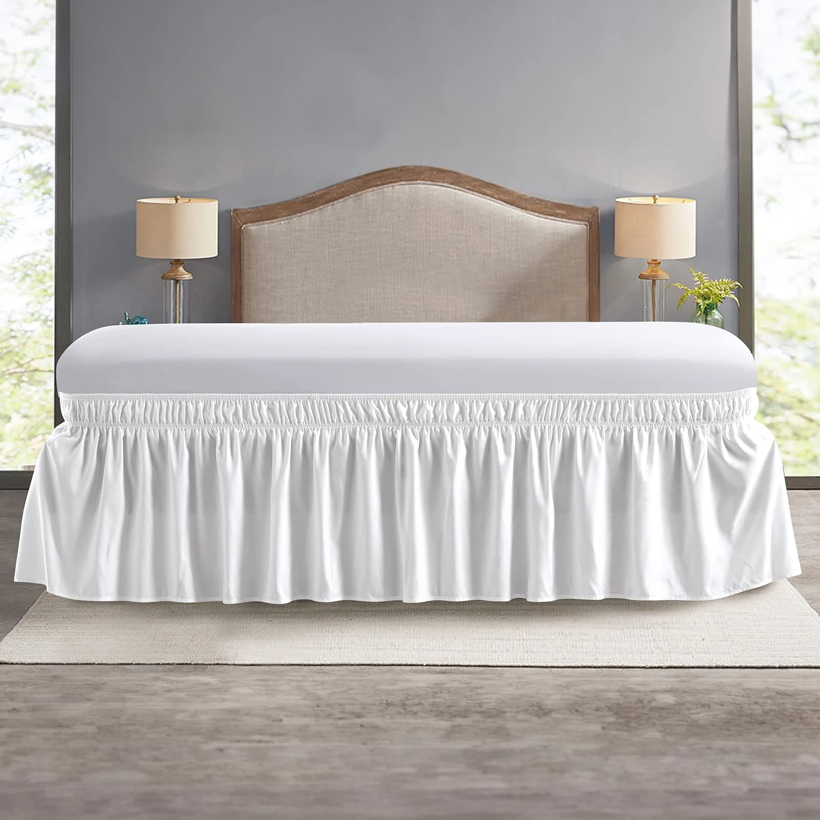 Jupe de lit élastique à volants, douce et confortable, couvre-lit résistant à la décoloration, sans