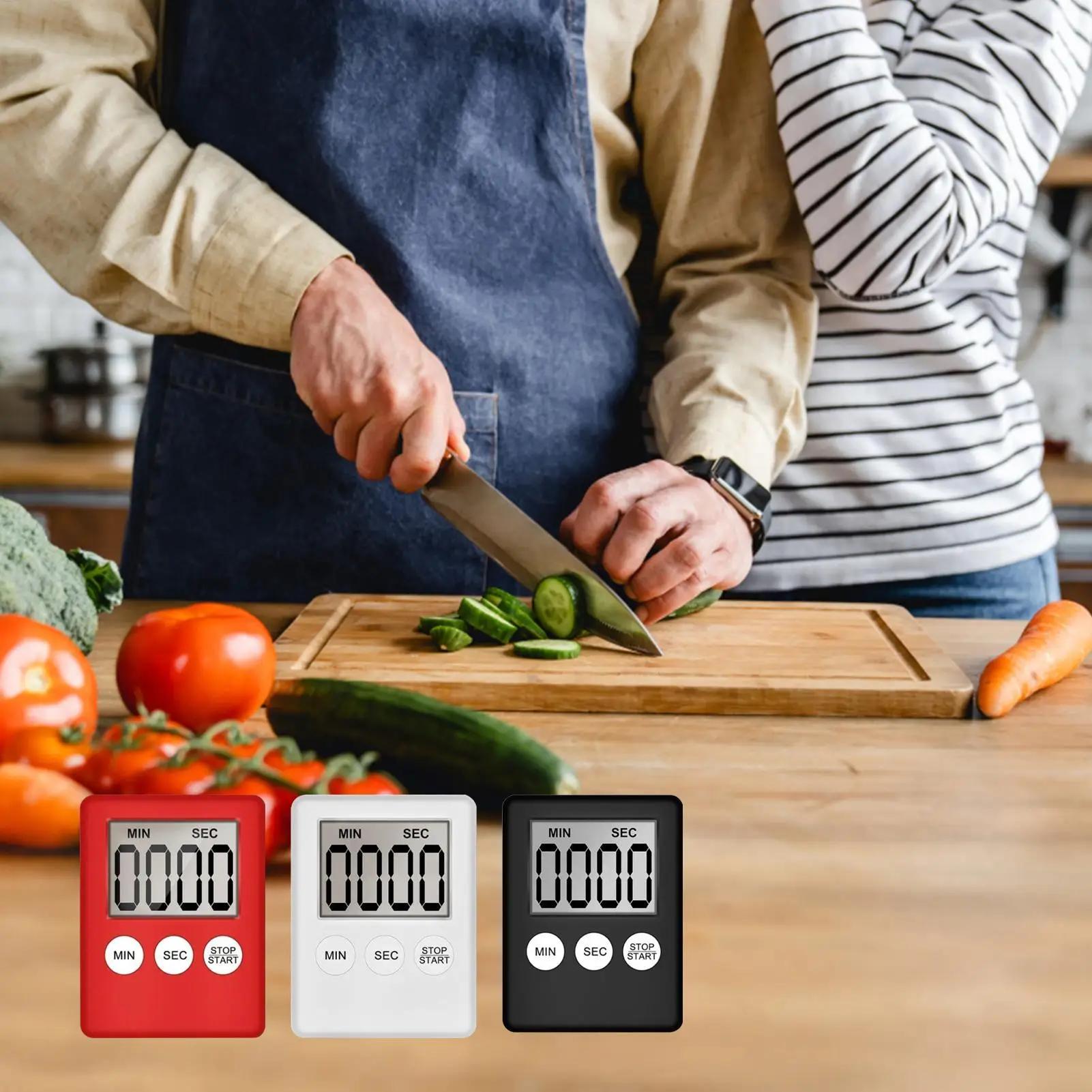 Minuteur de cuisine numérique avec écran LCD, compte à rebours et compte à rebours progressif, alarme sonore, horloge magnétique, accessoires de cuisine