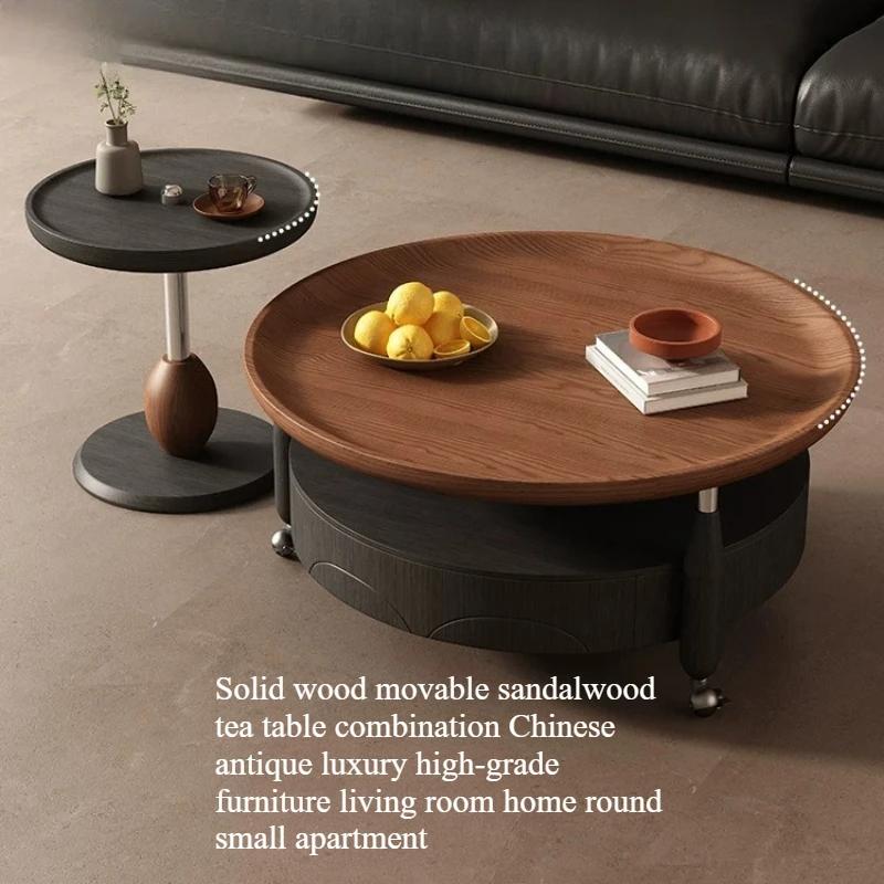 Table basse ronde en bois, style nordique, pour couloir, hôtel, salon, canapés vintage, meubles du milieu du siècle
