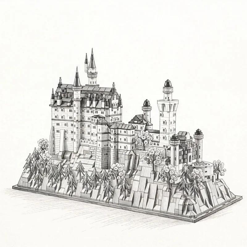 3455 pièces. Nouvelles pièces de décoration pour la maison Swan Castle Building Assembly. Paysage de château/forêt européen. Convient aux adultes, idéal comme cadeau.