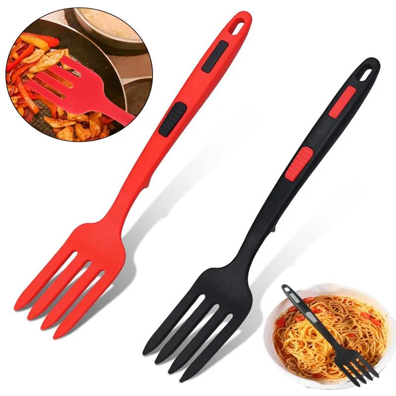 Fourchettes de cuisine flexibles en Silicone, fourchettes à pâtes et nouilles résistantes à la chaleur, fourchettes alimentaires réutilisables pour mélanger et servir fourchettes de cuisine antiadhési