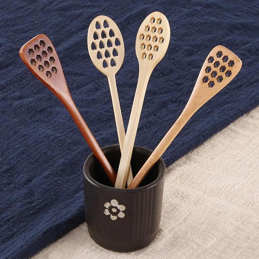 Cuisson cuisine Drizzler fait à la main en bois à Long manche miel Dipper mélange bâton cuillère agitateur