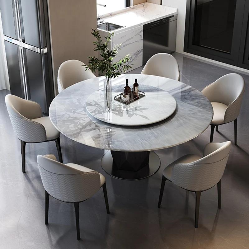 Table à manger ronde en pierre avec plateau tournant, Table à manger pour la maison, pieds au Design personnalisé, Table à manger en pierre