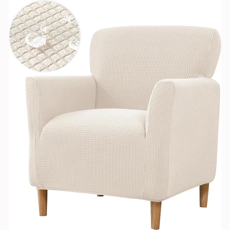 Housse de fauteuil extensible 1 pièce, unie, avec accoudoirs, douce et imperméable, pour mobilier de salon
