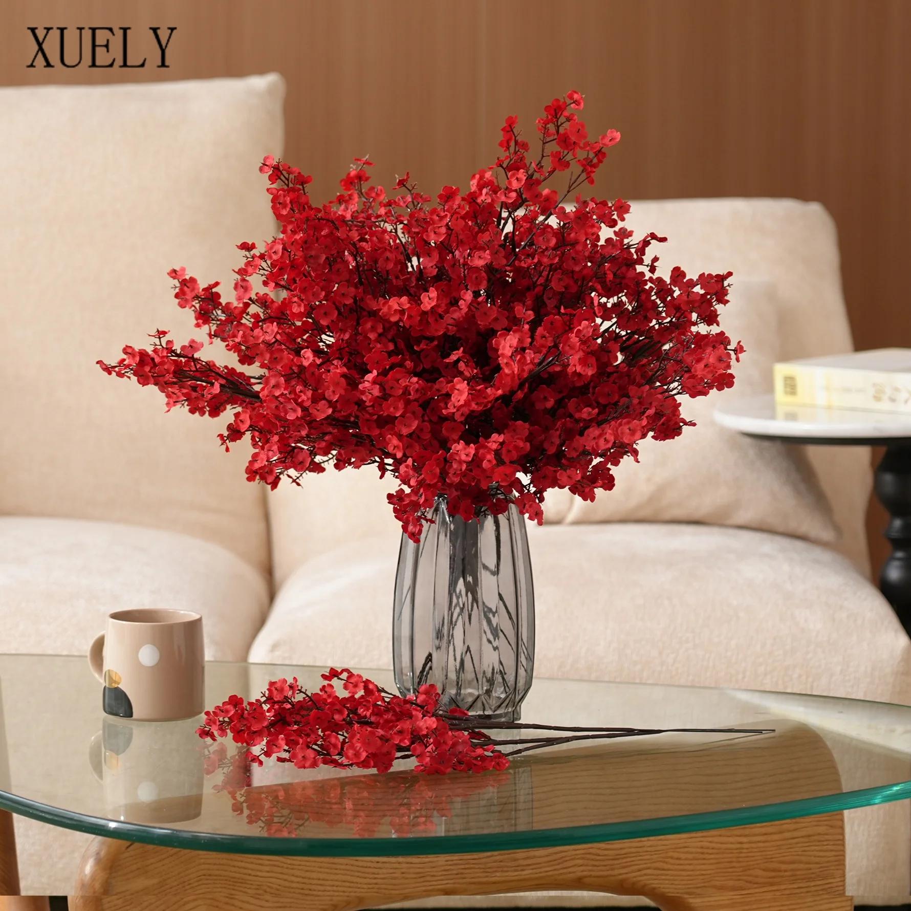 Branche de fleurs de gypsophile rouge romantique pour la décoration de table à la maison, accessoires de mariage, bouquet de mariée, accessoires de présentation en vitrine X3910