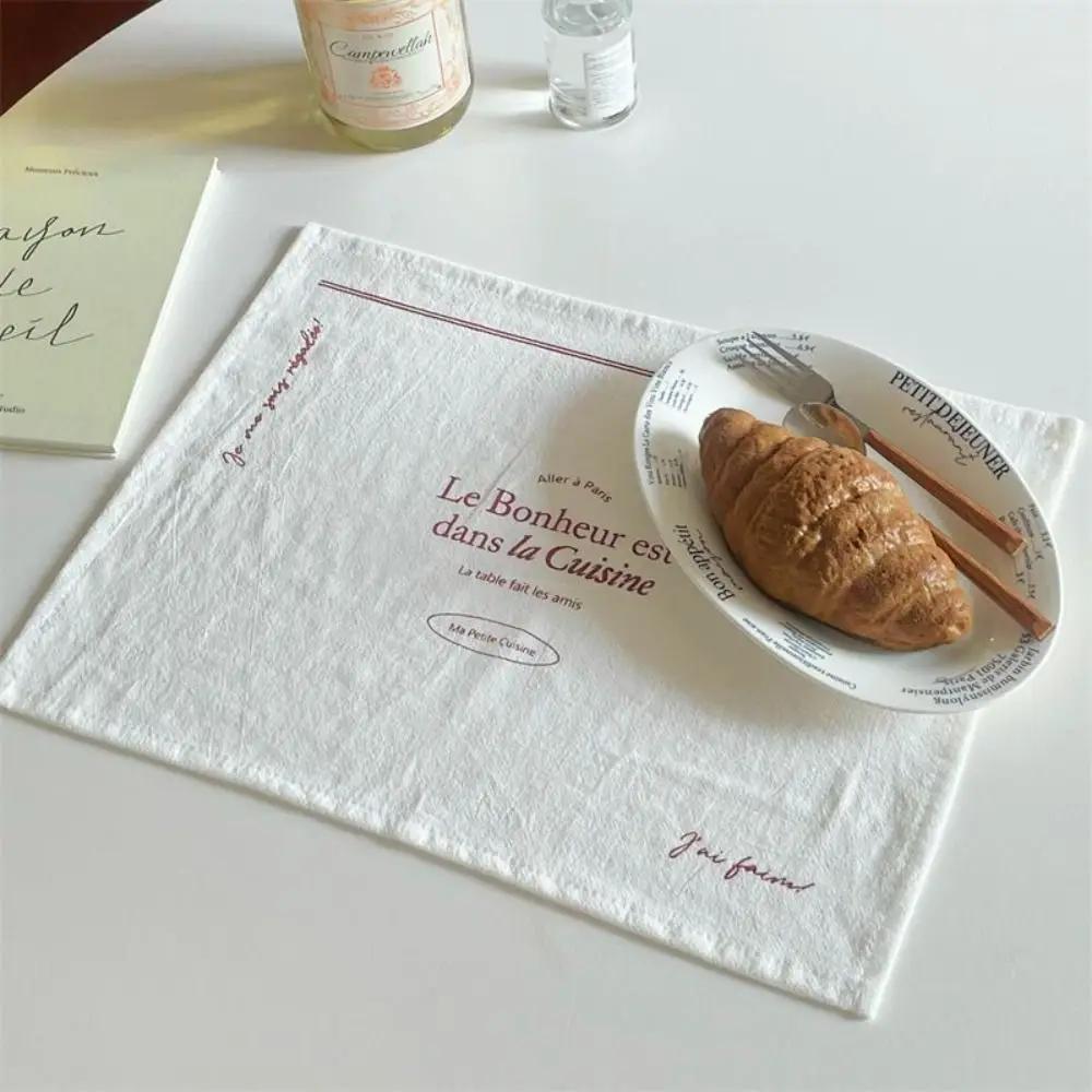 Napperons imprimés doux rétro en coton, tissu de fond de photo carré, tapis de nourriture occidentale française, décor de Table
