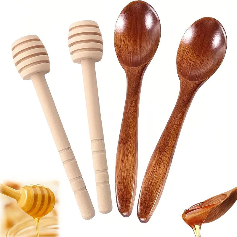 Cuillère à miel en bois, ensemble de bâtons de miel, cuillère à Dessert, barre à miel, cuillère à miel, mélange de café, thé, confiture, bâton de mélange de miel, cuisine aussi