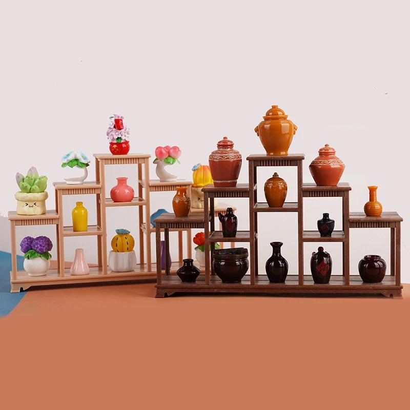 Ornements de maison de poupée DIY - Cadre de Bogu de simulation miniature, vitrine de support de rangement pour la décoration du salon.