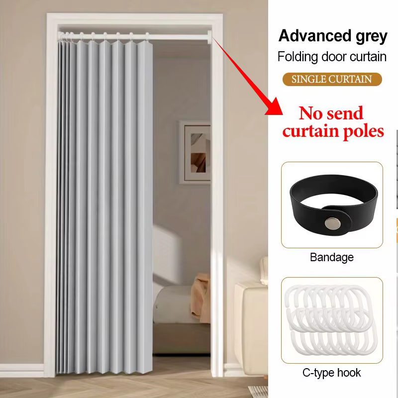 Rideau de porte pliable pour cuisine et balcon, panneau de séparation de pièce avec draperie douce e