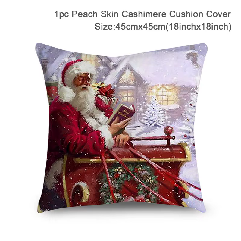 Housse de coussin de noël, décorations pour la maison, taie d'oreiller, ornement de joyeux noël, cad