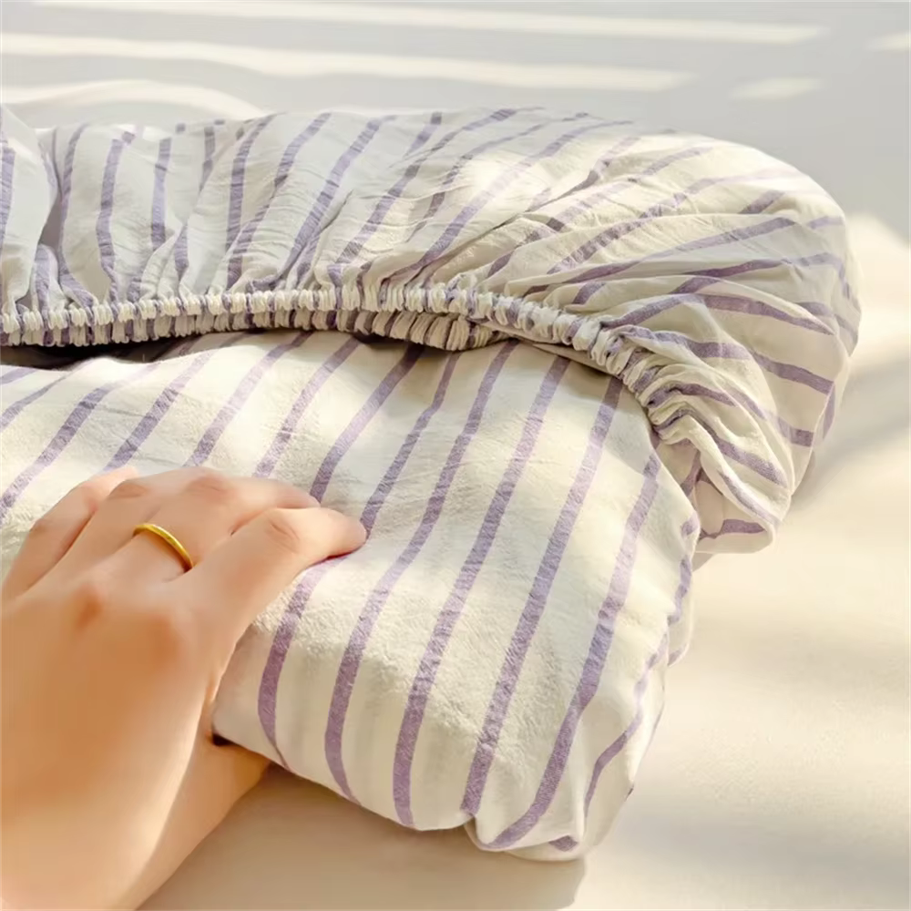 Drap-housse rayé sans taie d'oreiller, housse de protection, lavable en machine, couverture complète