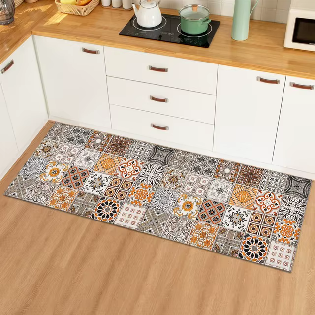 Tapis de cuisine à motif marocain, style Boho, pour porte d'entrée, en flanelle, antidérapant, pour